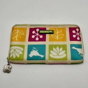 Lily Bloom Zip-Around Wallet With the Tic-Tac-Toe Pattern Green Blue Pink Yellow